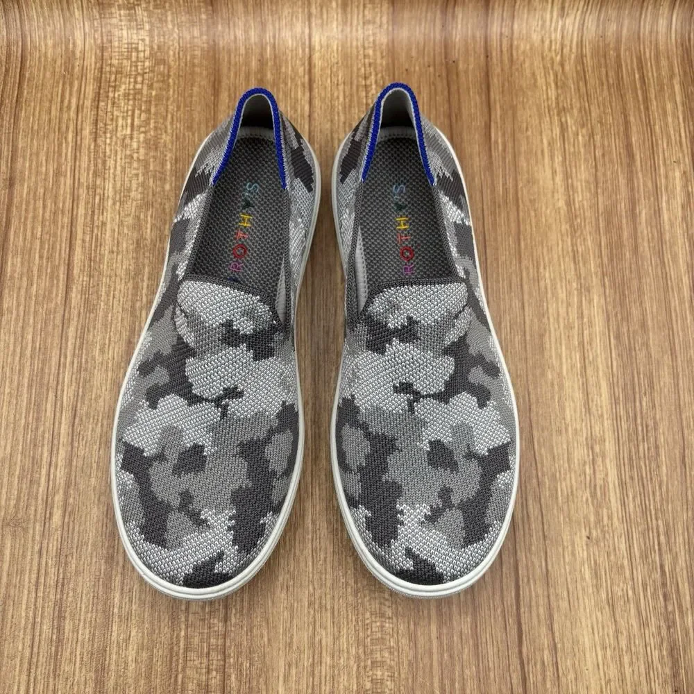Rothy's The Kids Sneaker US Kids Sz 4 Gray  Camo Recycled Slip‎ Ons Worn Once